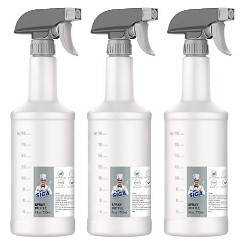 Image of MR.SIGA 24 oz Plastic Spray Bottles for Cleaning Solutions, HDPE Commercial Grade Refillable Water Spray Bottle with Measurements and Adjustable Leak Proof Nozzle, 3 Pack