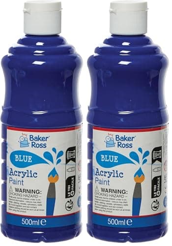 Image of Baker Ross Blue Acrylic Paint 500ml - Pack of 2, Kids Paint