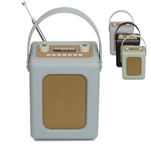 Image of DAB Radio Portable 20hr Play | Retro DAB+ Radio with Bluetooth | Mains and Battery | Dual Alarms Clock | FM,60 Presets, Headphone Jack | Kitchen Radio | LEMEGA CR9 Blue