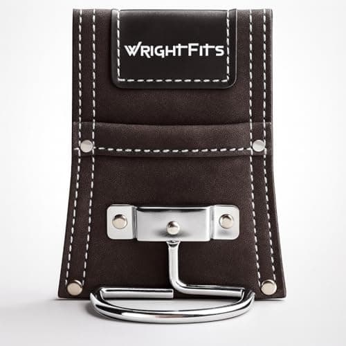 Image of WrightFits Genuine Leather Hammer Holder – Heavy-Duty Hammer Holster with Steel Loop for Tool Belts | Durable Leather Tool Pouch for Builders, Carpenters & DIY Professionals