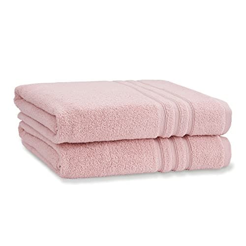 Image of Catherine Lansfield Zero Twist Cotton 90x140cm Bath Sheet Pair Pink