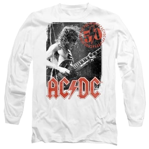 Image of AC/DC Stamp Poster Unisex Adult Longsleeve T Shirt, White, X-Large