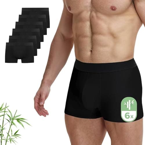 Image of FALARY Boxer Shorts Mens Bamboo Boxers Multipack 6 Pack No Itchy Labels Men's Underwear Trunks Comfort Underpants for Men Boxer Briefs Black Mens Trunks Underwear UK Size XL Gift Set for Home