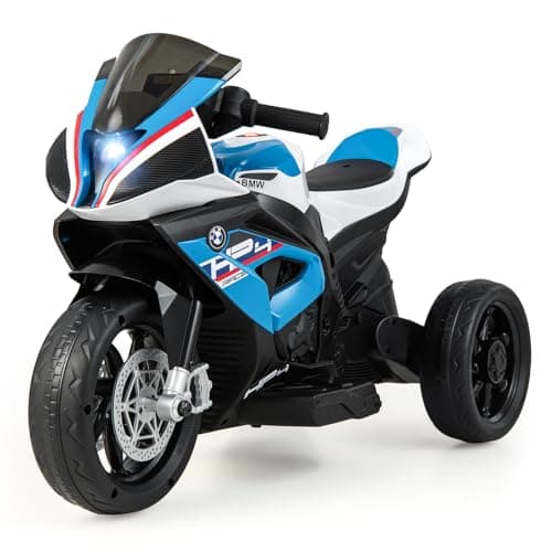 Image of GYMAX Kids Electric Motorbike, 12V Licensed BMW Ride on Motorcycle with Music, USB/MP3, Headlights, Forward & Backward, 3 Wheels Children Motor Bike for 3-8 Years Old Boys Girls (Blue)