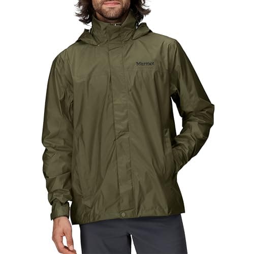 Image of Marmot Men's PreCip Eco Jacket S25, Waterproof Jacket, Lightweight Hooded Rain Jacket, Windproof Raincoat, Breathable Windbreaker, Ideal for Running and Hiking, Nori, L