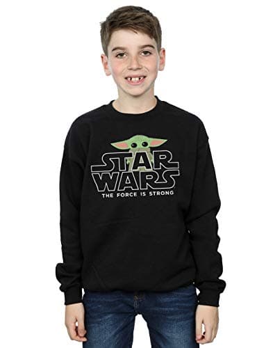 Image of Absolute Cult Star Wars Boys The Mandalorian The Child Strong Sweatshirt Black 5-6 Years