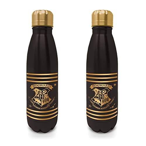 Image of Pyramid International Harry Potter Metal Travel Bottle Hogwarts Crest and Stripes 540ml - Official Merchandise