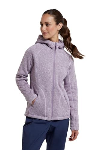 Image of Mountain Warehouse Womens Nevis Fur Hoodie - Soft, Warm, Chin Guard & Fleece Lining with Adjustable Hood & Pockets- Ideal For Spring Summer Light Purple (Fur Lined) Women's Size 12