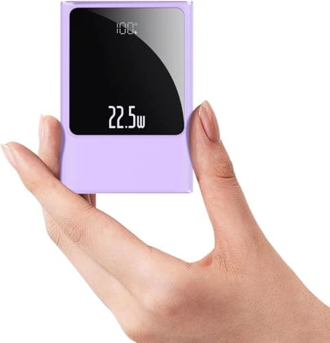 Image of 22.5W Super Fast Power Bank 10000mAh USB C Outputs & Inputs Portable phone Charger Mini Battery Pack Compatible with iPhone Samsung Tablet and More (Purple)