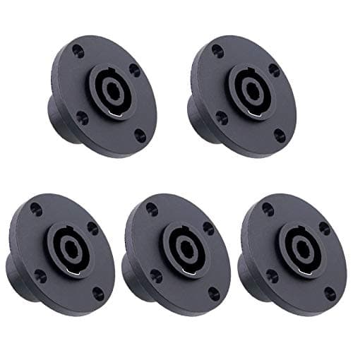 Image of Glarks 5 Pack 4 Pole Round Panel Mount Connector Twist Lock Speaker Compatible with Neutrik Speakon NA4LJ, NA4LJX, NL4MP, NL4MPR, NL4FC, NL4FX, NL4 & NL2 Series, NL2FC