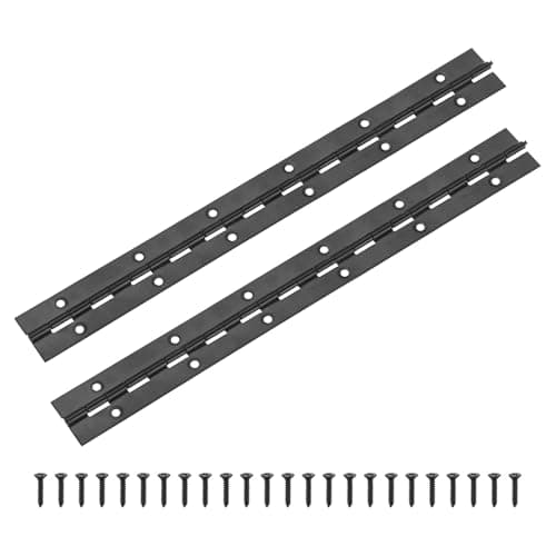Image of M METERXITY 2-Pack Piano Hinges, 12 Inch / 300mm 304 Stainless Steel Continuous Piano Hinge with Holes and Screws for Cabinets Door/Storage Box [1.2X 0.04/ 30x 1mm Open Width Thick, Black]