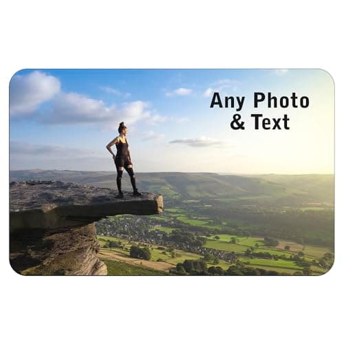 Image of Personalised Fridge Magnet Aluminium 8.5cm x 5.4cm. Gloss Photo Print Upload Photo & Add Text (Small : 8.5 x 5.4 cm)