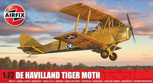Image of AIRFIX - Standard Model Set - A02106A de Havilland Tiger Moth Model Building Kit - Plastic Plane Kits for Adults & Children 8+, Set Includes Sprues and Decals - 1:72 Scale