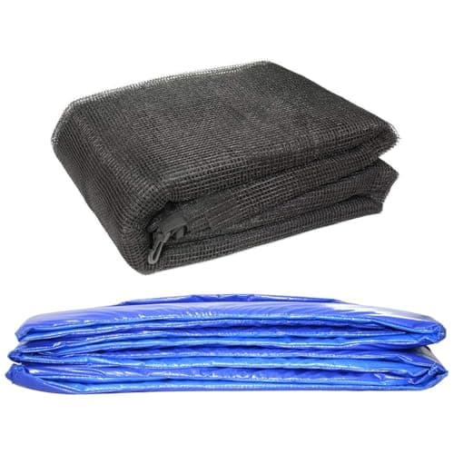 Image of Green Bay Trampoline Replacement Spring Cover Padding Pad & Safety Net Enclosure Surround Bundle 13FT Blue