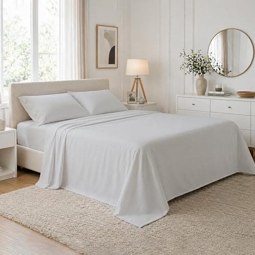 Image of DANYDude 400 Thread Count Flat Sheets King Size 100% Egyptian Cotton Sheets King Size Flat Sheets - Luxury Soft, Breathable & Machine Washable Flat Bed Sheet King