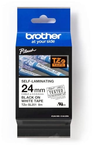 Image of Brother Genuine Brother TZe-SL251 Self Laminating Tape Black on White - 24mm Wide 8m Long