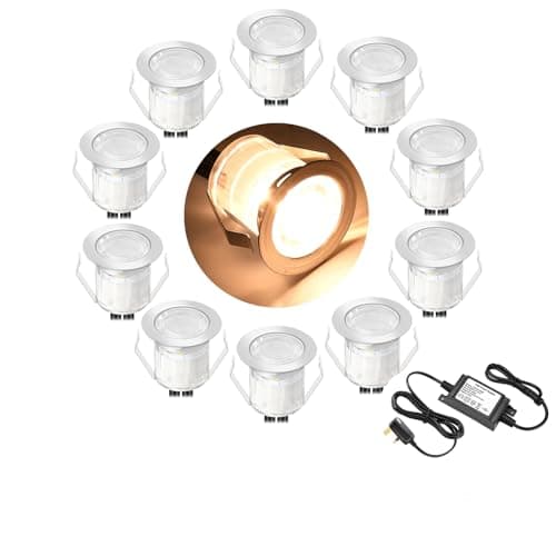 Image of GEYUEYA Home Warm White Decking Lights, φ30mm LED Deck Lights 12V 0.6W IP67 Waterproof, Led Plinth Light for Terrace/Patio/Path/Wall/Garden/Decoration - 10 Packs
