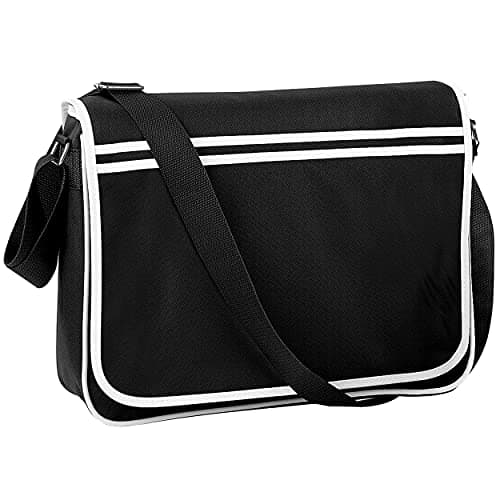 Image of BagBase Unisex Bg071bkwh Retro Messenger, Black/White, M UK