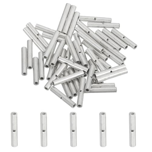 Image of sourcing map 50 Pcs Non Insulated Butt Connectors 26-22AWG Tinned Copper Wire Connector BN0.5 for Electrical Wire Crimp Ferrule Terminals
