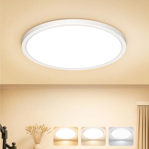 Image of ONEWEST Bathroom Light, 22CM 1800LM Modern Round LED Ceiling Lights With Adjustable 3 Color Temperature 3000K/4000K/6500K, IP54 Waterproof, Flush Ceiling Light For Bathroom, Kitchen, Bedroom, Hallway.