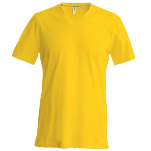 Image of Kariban Mens Short Sleeve V Neck Slim Fit T-Shirt (S) (Yellow)