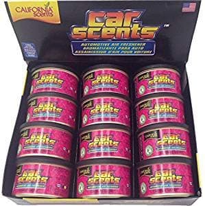 Image of California Car Scent Strawberry Car Scents (Box of 12) Long Lasting Refreshing Fragrance, Environmentally Friendly, Light Weight Organic Product Recyclable, Adjustable Vented Lid