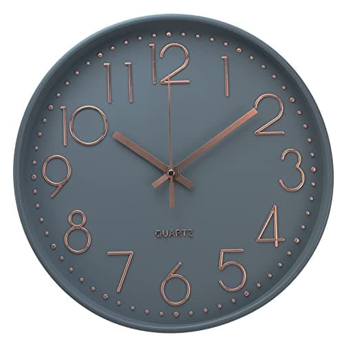 Image of October Elf 12 Inch Silent Wall Clock, Wall Clocks for Living Room, Kitchen, Bedroom, Battery Operated Silent Non-ticking Round Decorative Indoor