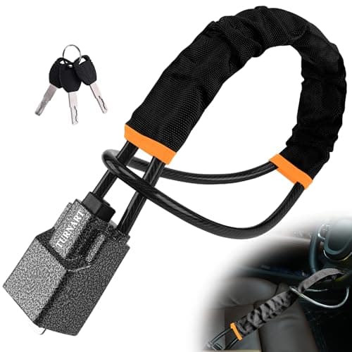 Image of Turnart Steering Wheel Lock Seat Belt Lock Universal Fit Most Vehicles Sturdy Lock for Car Truck SUV Van Security with 3 Keys (Black)