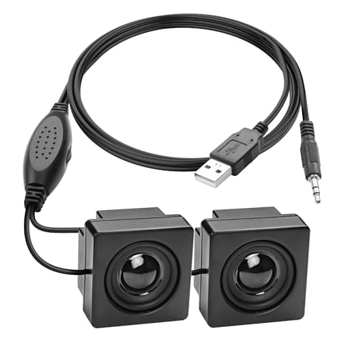Image of XMSJSIY Mini Computer Speaker for Desktop PC 3.5mm TRS Input with Volume Control USB Powered Stereo Hidden Type Small Speakers for PC Laptop Phone Notebook -1.2M/3.9FT 1 Pair