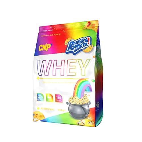 Image of CNP Professional Premium Whey Protein Powder 2kg & 900g, 21g Protein, Low Carb, Easy Digestion, 66/30 Servings, Vegetarian, Halal, 12 Great Flavours (900g, Rainbow Cookie)