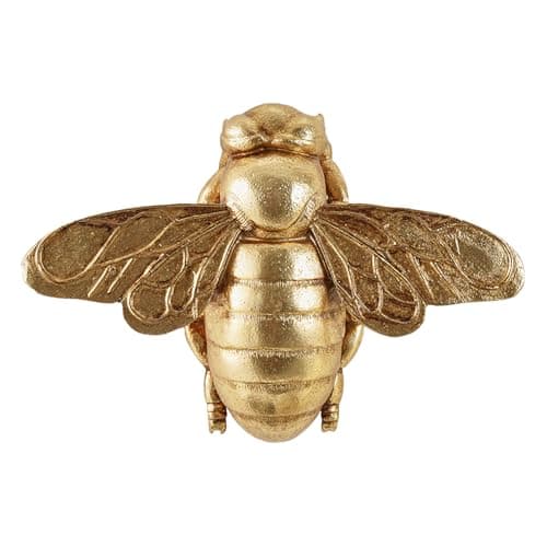 Image of Gold Bee Figurines, 3D Hanging Honey Bee Wall Sculpture, Golden Resin insect Wall Mounted Decoration, Artwork Decor for Living Room (Antique Gold)