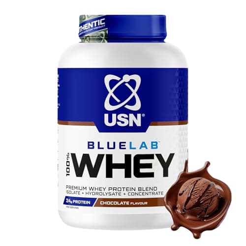 Image of USN BlueLab 100% Whey Protein Powder 2kg (58 Servings) - 24g Protein - Whey Isolate, Hydrolysate & Concentrate Blend - High Protein Shake for Muscle Growth & Recovery - Chocolate
