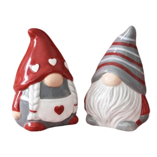 Image of PRETYZOOM Gnome Salt and Pepper Shaker Set 3.35 x 2.40 x 2.16 Inches Ceramic – Space-Saving for Small Kitchens, Easy-Pour Seasoning Dispenser – for Dining Table, Cooking Enthusiasts, Christmas Gift