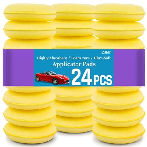 Image of 24PCS Car Wax Applicator Pads - Foam Applicator Pad Soft Polishing Sponge for Car Detailing Waxing Buffing Reusable Round Pad for Paintwork Shine Finish Cleanin