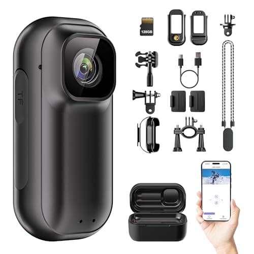 Image of 2026 4K Mini Action Camera, Built-in 1.5" Display Screen, Wearable Body Cam with Charging Case, Thumb-Sized POV Camera, Mount Anywhere, Magnetic Lanyard, Sports Cam for Work, Travel, Pet Walk, Cycling
