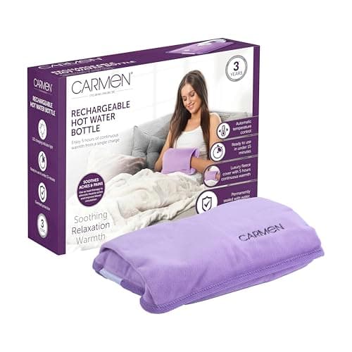 Image of Carmen C85043PUR Rechargeable Hot Water Bottle & Cosy Hand, Body Warmer, Fast Heating, No Refill, Over Heat Protection, Portable Heating Pad for Pain Relief, Automatic Temperature Control, Purple