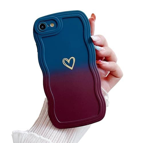 Image of LSOUGUK Compatible with iPhone 6/6s Case for Women Girl,Cute Love Heart Pattern Curly Wave Frame Protection Case Gradient Colour Soft TPU Protective Cover for iPhone 6/6S 4.7"