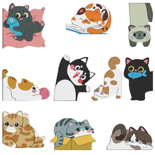 Image of Uniclife 10 Pcs Magnetic Bookmark, Cute Cat-Shaped Bookmarks for Women, Magnet Book Marks for Book Lovers, Fun Book Markers Clip for Readers Teachers Adults and Men, 10 Unique Cat Shapes