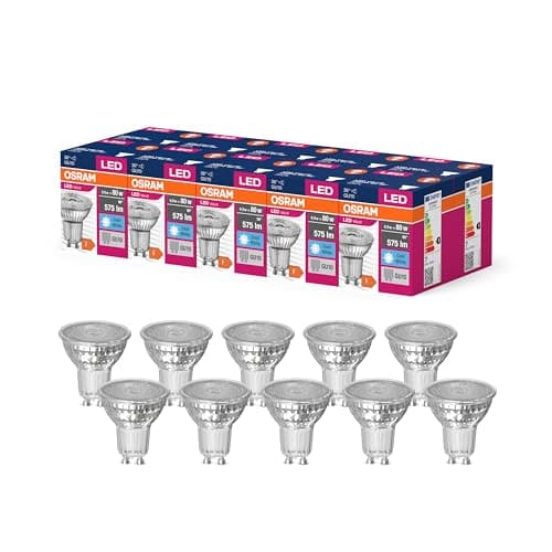 Image of OSRAM Led Star Value Par16 Led Lamp for Gu10 Base, Reflector Lamp, Gl, 575 Lumens, Cold White (4000K), Replacement for Conventional 80W Light Bulbs, Not Dimmable, 10-Pack