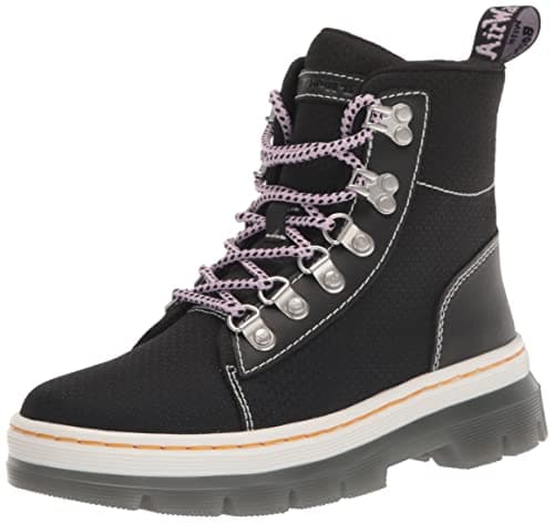 Image of Dr. Martens Women's Combs W 6 Tie Boot Fashion, Black 40/60 Recycled Nylon Ripstop, 4 UK
