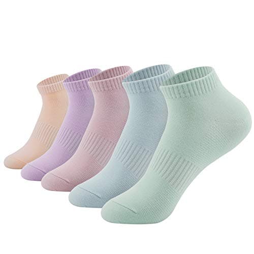 Image of YMWALK Women,5 Pairs Socks Comfortable Cotton Casual Socks Low Cut Ankle Socks Breathable Liner Short Crew Socks for Running Walking Fitness Outdoor Sports-5 Color Mixed