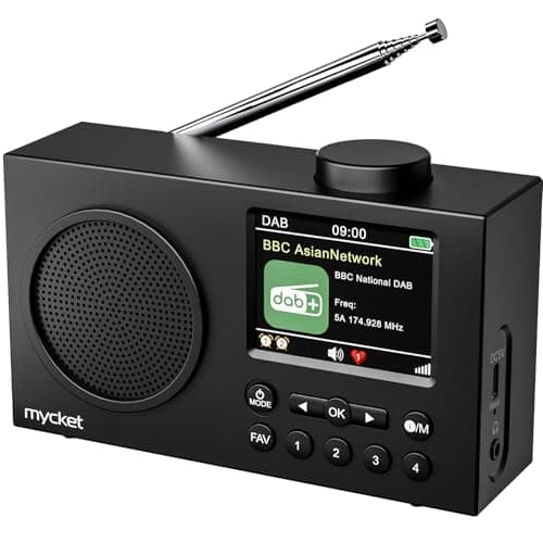 Image of Mycket DAB Radio Portable, DAB Plus Digital Radios with Bluetooth, USB Rechargeable FM Radios, Battery Powered Small Radio,Dual Alarms Clock,Sleep Timer, 40 Presets Stations, 2.4" Large Colour Display