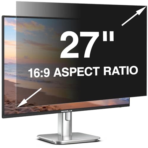 Image of Pozlle 27 Inch Computer Privacy Screen Filter for 27" 16:9 Aspect Ratio (598 x 337 mm) Monitor, Anti Spy Anti-Glare Blue Light Blocking Screen PC Protector Film, Removable Screen Privacy Shield