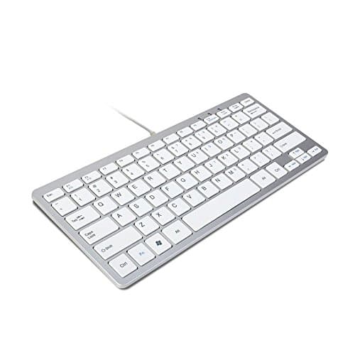 Image of TRIXES Keyboard Mini Wired USB Key Board Slim Silver & White - Plug and Play - Compact and Durable - Suitable for PC, Computer, Apple Mac, Laptop, Windows etc