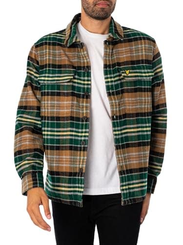Image of Lyle & Scott Men's Check Flannel Overshirt, Green, M