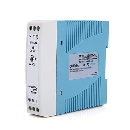 Image of MDINR-20-24 Industrial Power Supply DIN Rail Mount 60W 24V DC 1A AC to DC Converter for PLC Control Systems CNC Machines and Industrial USB Hubs