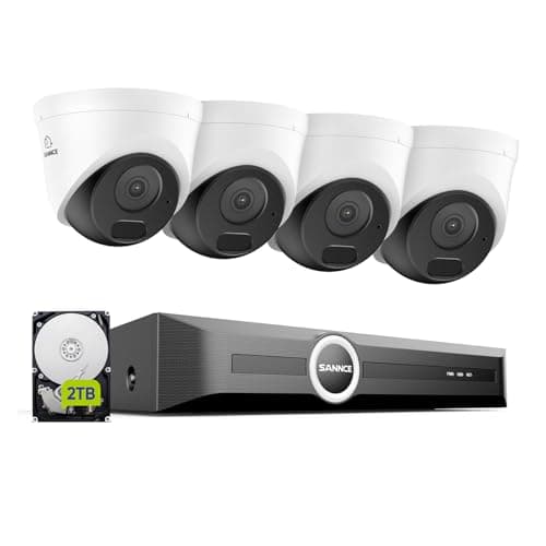 Image of SANNCE 5MP POE CCTV Camera System, 6MP 8CH NVR with Human/Vehicle Detection, 4x Outdoor Security Cameras House Security, POE CCTV Outdoor Camera with IP67 Weatherproof, Remote Access, 2TB HDD