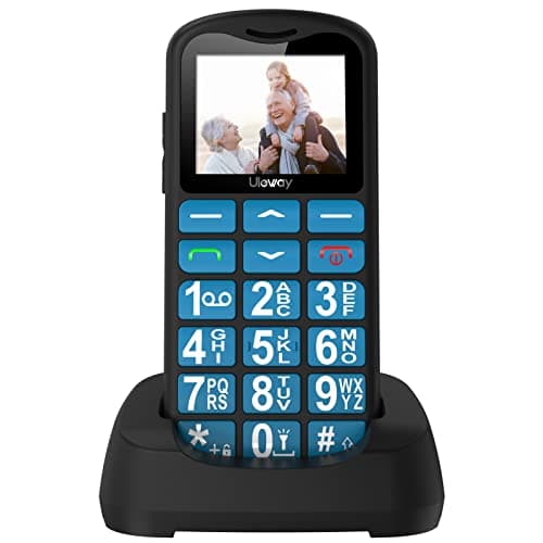 Image of ukuu Big Button Mobile Phone for Elderly - Easy Use Senior Phone with SOS Button, Speed Dial & Charging Dock | SIM Free Unlocked | 800mAh Battery | Bluetooth | Blue