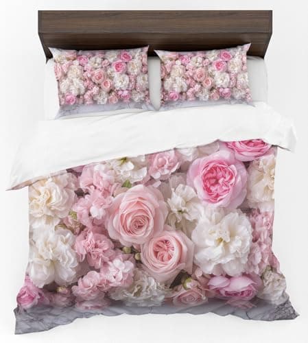 Image of Adam Home 3D Floral Duvet Cover Set With Pillowcases Home Bedroom Décor Digital Printed Microfiber Double Bedding Set Made in UK|Peonies Flower