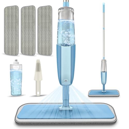Image of Spray Mop for Cleaning Floors - MEXERRIS Microfibre Floor Mop with 3 Washable Reusable Pads 1 Refillable Bottle - Wet Mop Dust Dry Mops for Hardwood Laminate Tiles Vinyl Floors Cleaning
